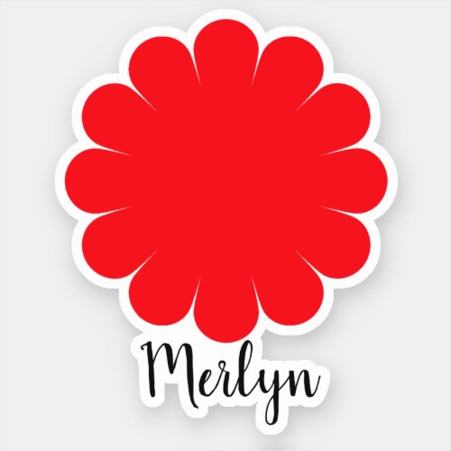 Red Daisy Flower Floral Custom Name Colorful Sticker