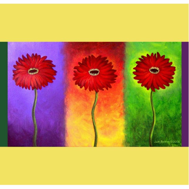 Red Daisy Flower Painting - Multi Cutout (Front)