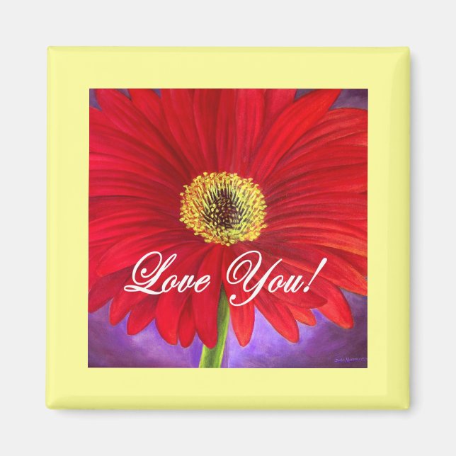 Red Daisy Flower Painting - Multi Magnet (Front)