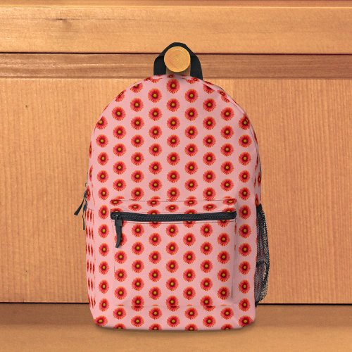 Red Daisy Flower Seamless Pattern on Backpack