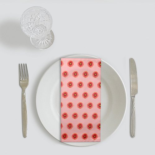 Red Daisy Flower Seamless Pattern on Cloth Napkin