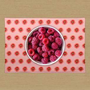 Red Daisy Flower Seamless Pattern on Cloth Placemat