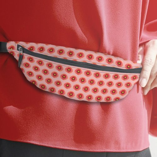 Red Daisy Flower Seamless Pattern on Fanny Pack