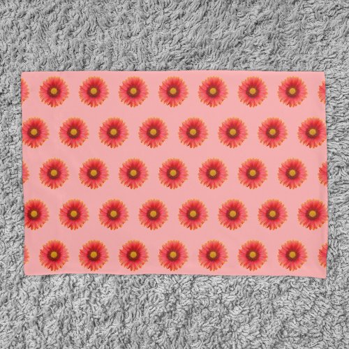 Red Daisy Flower Seamless Pattern on Pillow Case