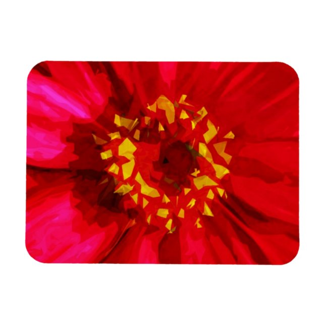 Red Daisy Flower With Yellow Pollen Abstract Magnet (Horizontal)