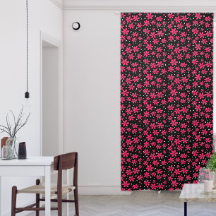 Red daisy flowers retro background summer blackout curtains