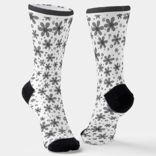 Red daisy flowers retro background summer socks