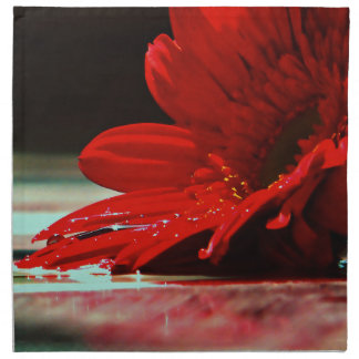 Red Daisy Gerbera Flower Napkin