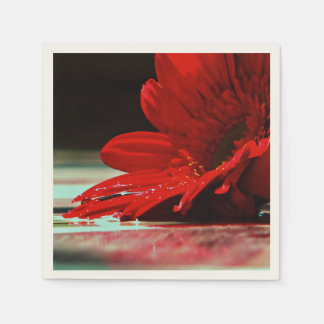 Red Daisy Gerbera Flower Paper Napkins