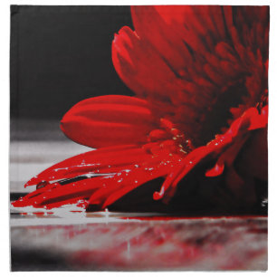 Red Daisy Gerbera Flowers Napkin