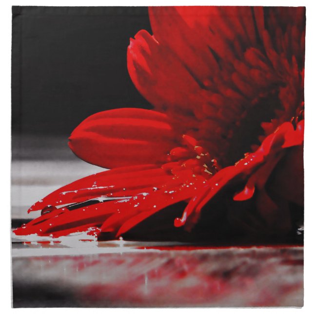 Red Daisy Gerbera Flowers Napkin (Front)