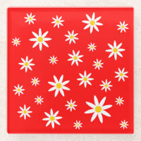 Red Daisy Glass Coaster