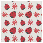 Red Daisy Ladybug Pattern Fabric
