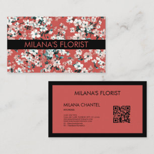 Red Daisy Modern Trendy Flower Florist Business Card