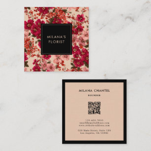 Red Daisy Modern Trendy Flower Florist Square Business Card