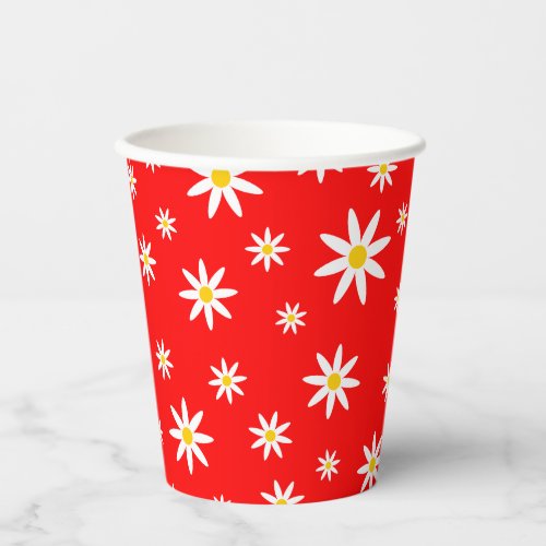 Red Daisy Paper Cups