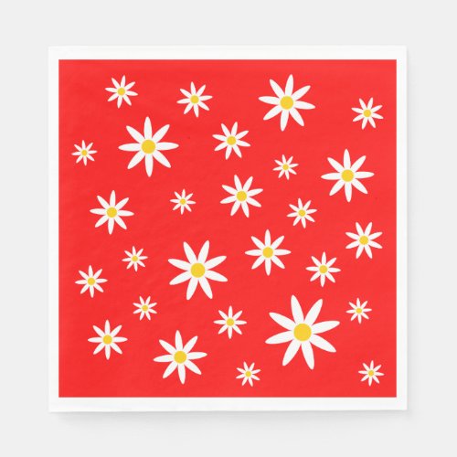 Red Daisy Paper Napkins