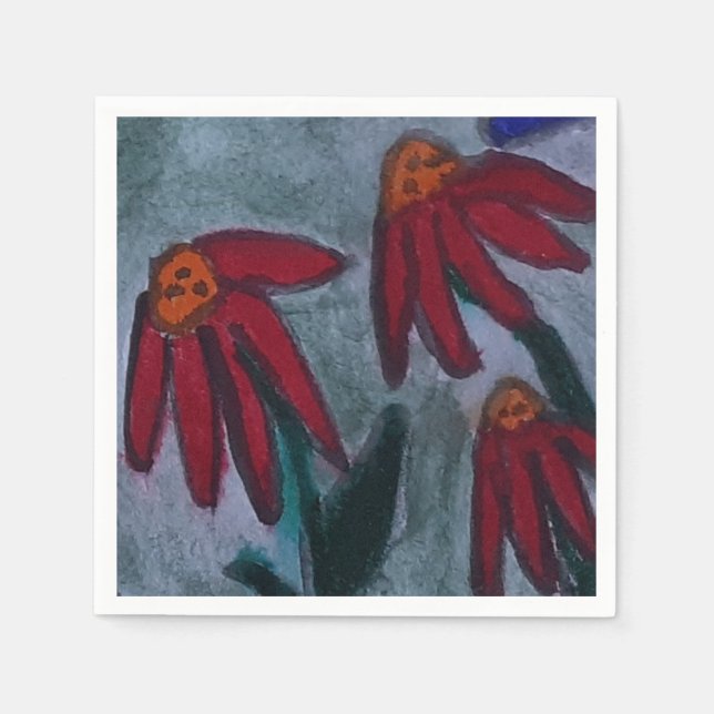 Red Daisy Paper Napkins (Front)