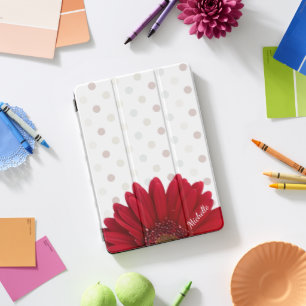 Red Daisy Polka Dot with Name iPad Pro Cover