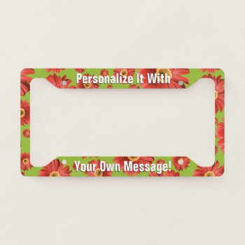 Red Daisy Pop Personalized License Plate Frame by trendyteeshirts at Zazzle