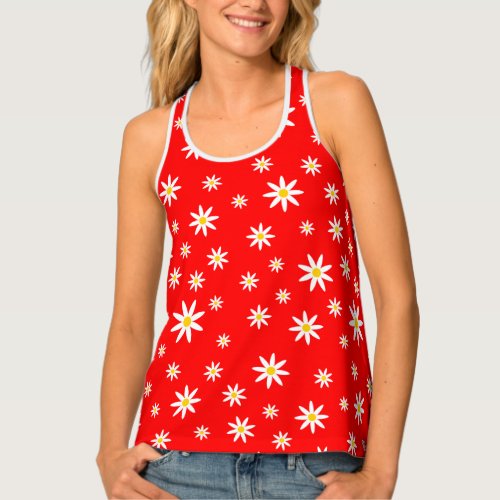 Red Daisy Tank Top