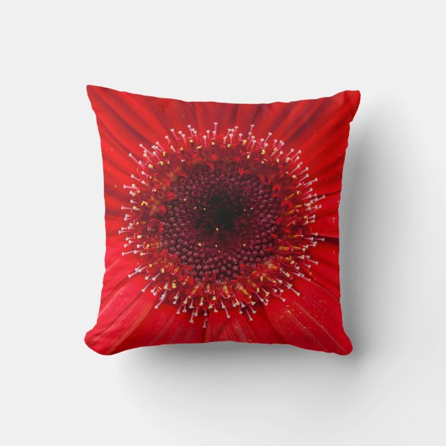 Red Daisy Throw Pillow (Front)