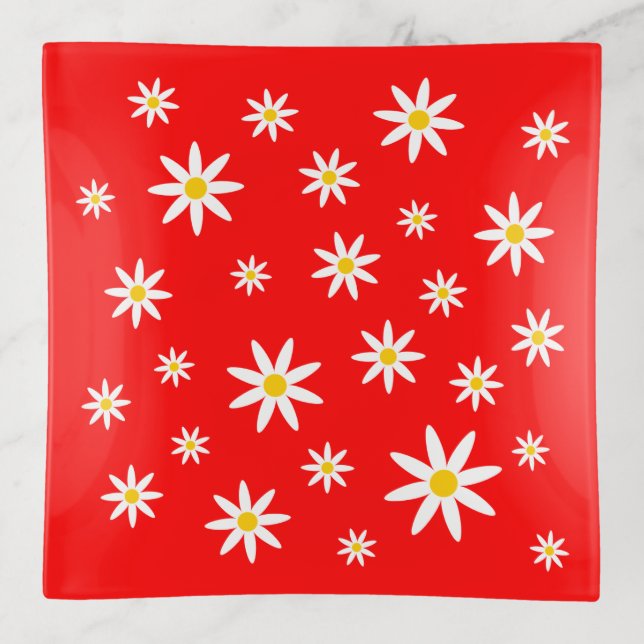 Red Daisy Trinket Tray (Front)