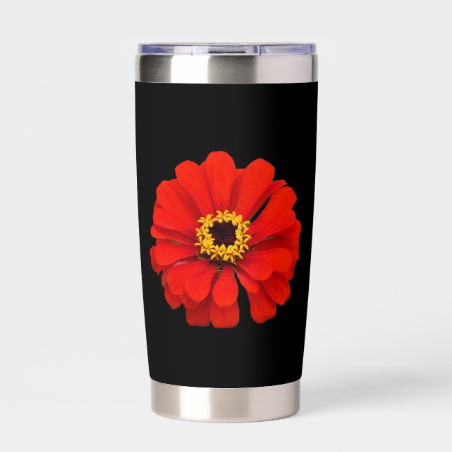 Red Daisy Water Bottle Insulated Tumbler (Front)