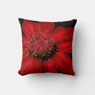 Red Daisy with a Glow Throw Pillow