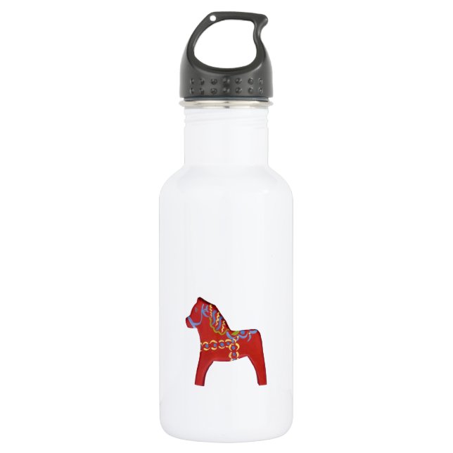 Red Dala Horse # 1 Stainless Steel Water Bottle (Front)