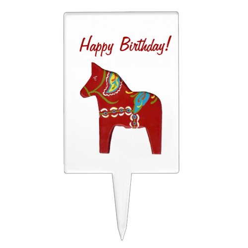 Red Dala Horse Birthday Cake Pick