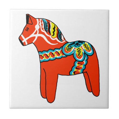 Red Dala Horse Ceramic Tile
