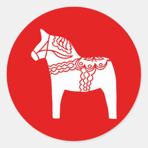 Red Dala Horse Classic Round Sticker