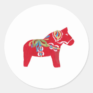 Red Dala Horse Classic Round Sticker