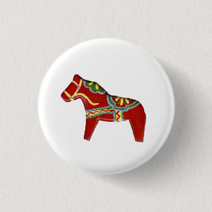 Red Dala Horse Design #5 pin/button Pinback Button