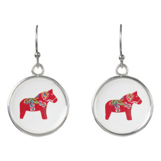 Red Dala Horse Earrings