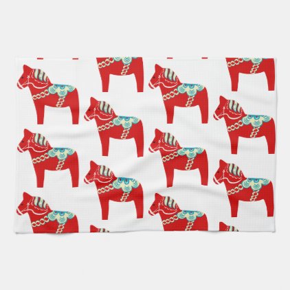 Red Dala Horse Kitchen Towel