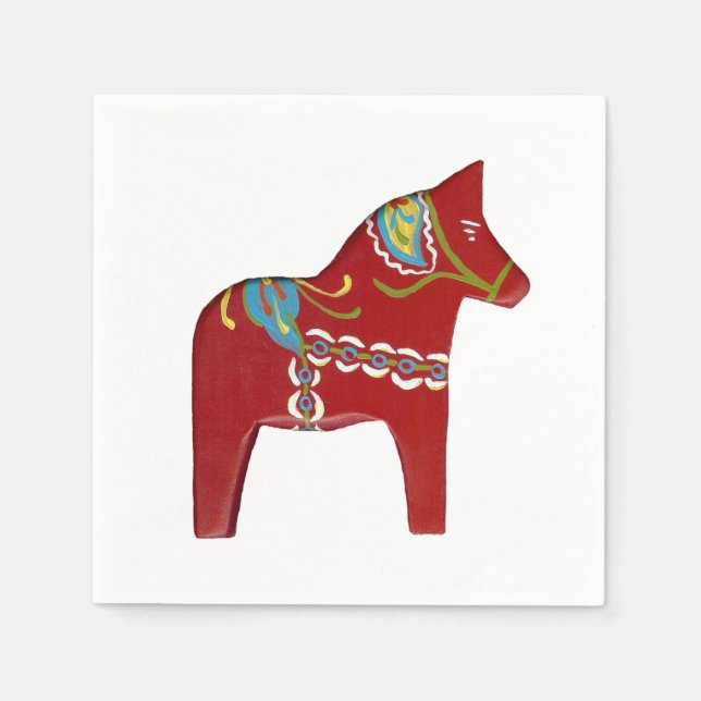 Red Dala Horse paper napkins (Front)