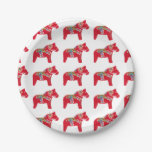 Red Dala Horse Paper Plate
