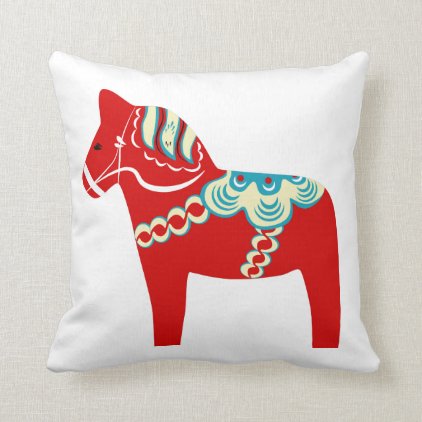 Red Dala Horse Throw Pillow