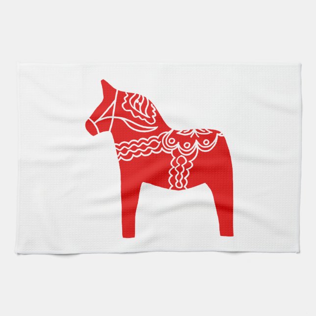 Red Dala Horse Towel (Horizontal)