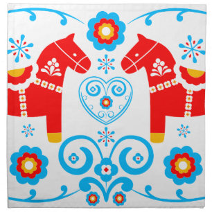 Red Dala Horses Cloth Napkin
