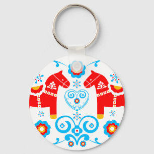 Red Dala Horses Keychain