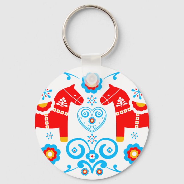 Red Dala Horses Keychain (Front)
