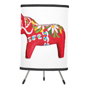 Red Dala Horses Light Tripod Lamp