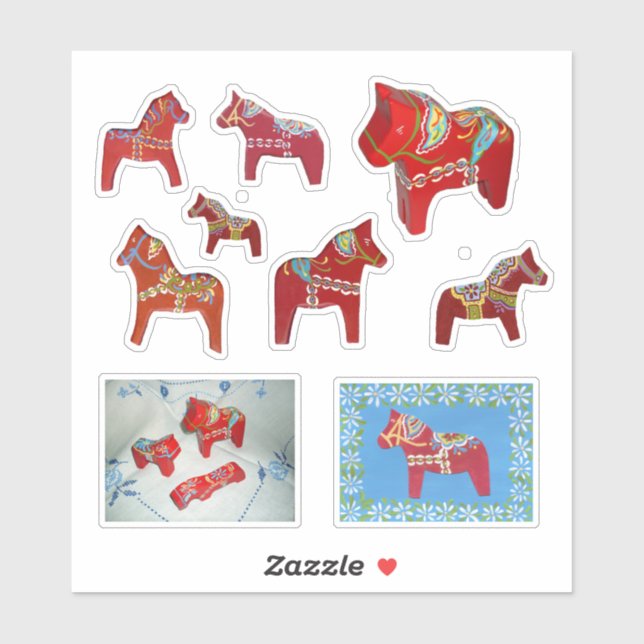 Red Dala Horses Sticker (Sheet)