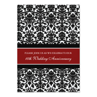 Red Damask 10th Anniversary Party Invitation