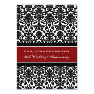Red Damask 20th Anniversary Party Invitation