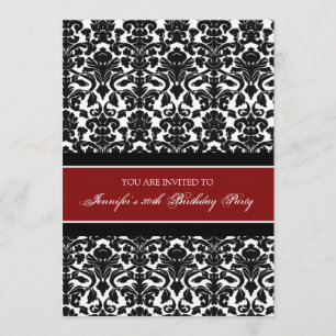 Red Damask 30th Birthday Party Invitations