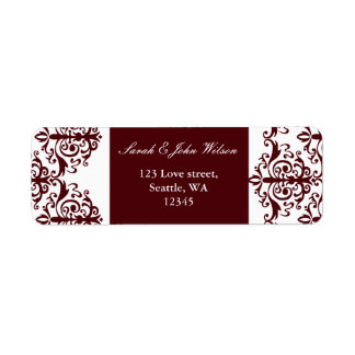 red damask address  label